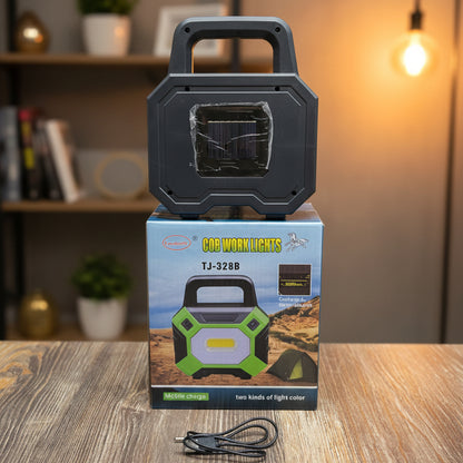 Portable Solar Emergency Work Light, Waterproof COB Floodlight for Camping & Construction