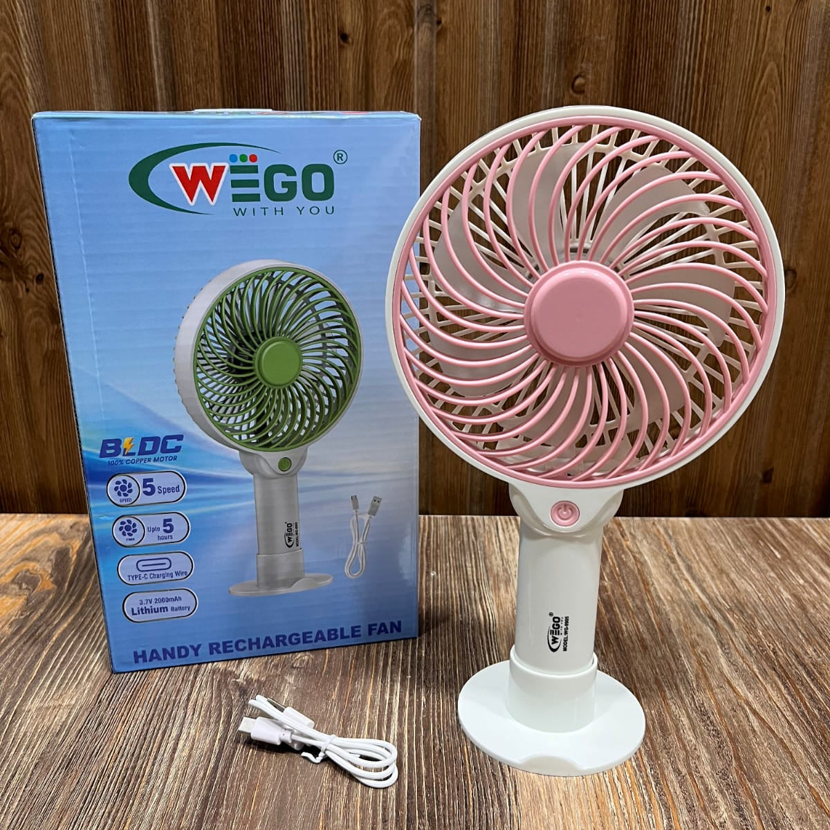 WEGO Portable USB Desk Fan - 2-in-1 Handheld & Tabletop Cooling Fan