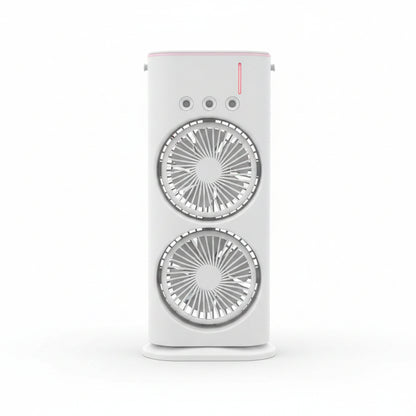 Portable Double-Ended Spray Fan – 3-in-1 Dual Blade Misting Air Cooler & Humidifier with LED Light