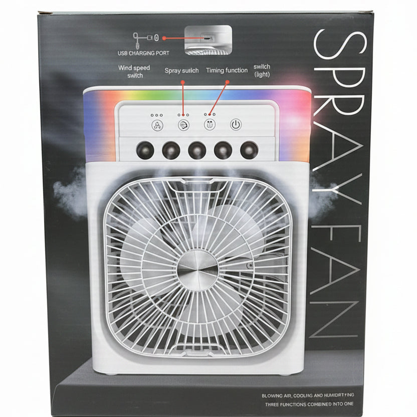 Portable 3-in-1 Evaporative Air Cooler Fan with 7-Color LED Night Light, 3 Speed Mist Humidifier Fan with Timer for Office and Home