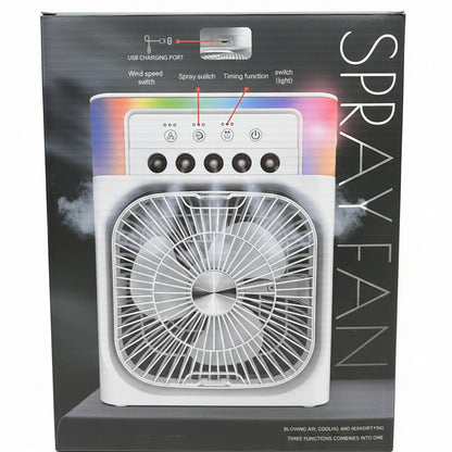Portable 3-in-1 Evaporative Air Cooler Fan with 7-Color LED Night Light, 3 Speed Mist Humidifier Fan with Timer for Office and Home