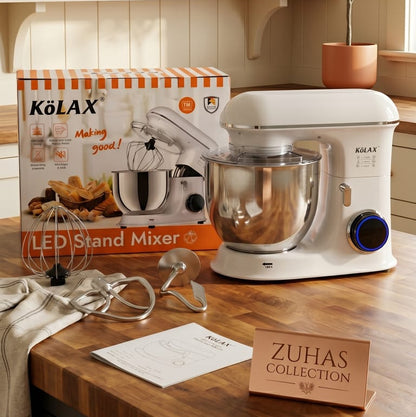 Kölax 2000W LED Stand Mixer – 7.8L Stainless Steel Bowl with Whisk, Beater & Dough Hook (New in Box)