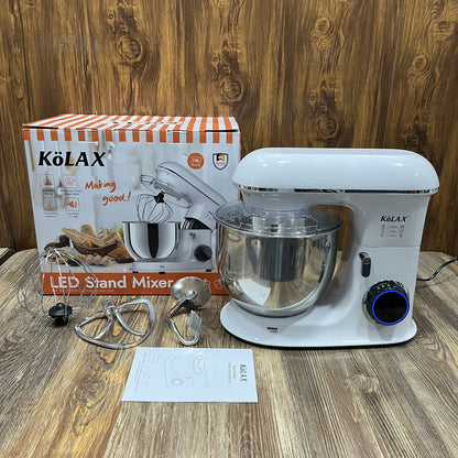 Kölax 2000W LED Stand Mixer – 7.8L Stainless Steel Bowl with Whisk, Beater & Dough Hook (New in Box)