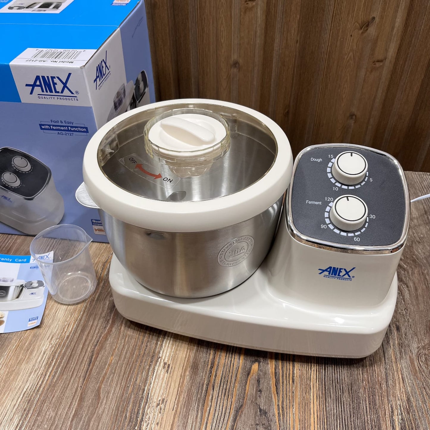Anex AG-2127 Deluxe Dough Maker with Ferment Function – 5L Stainless Steel Bowl, 500W