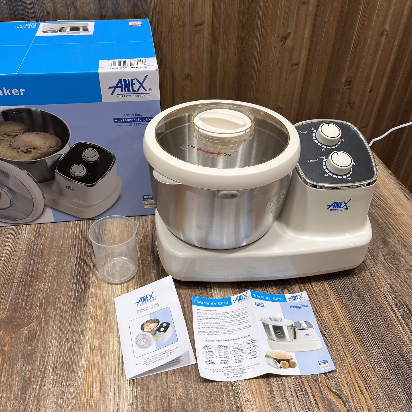 Anex AG-2127 Deluxe Dough Maker with Ferment Function – 5L Stainless Steel Bowl, 500W