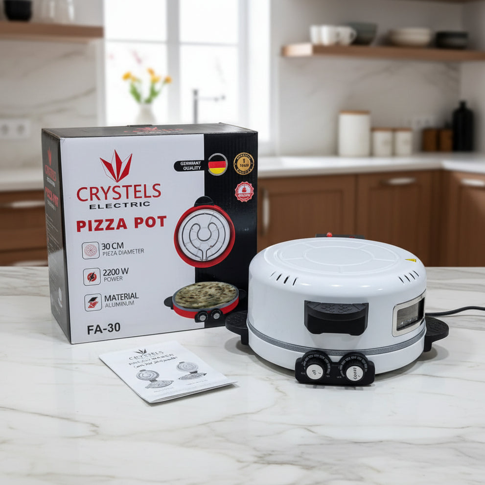 Crystels Electric Pizza & Roti Maker (30 CM, 2200W) – Multi-Functional Bread Maker