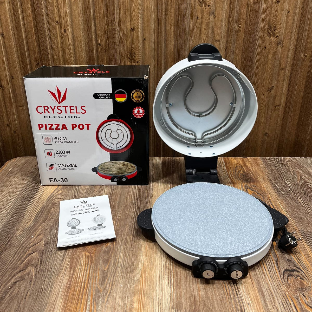 Crystels Electric Pizza & Roti Maker (30 CM, 2200W) – Multi-Functional Bread Maker