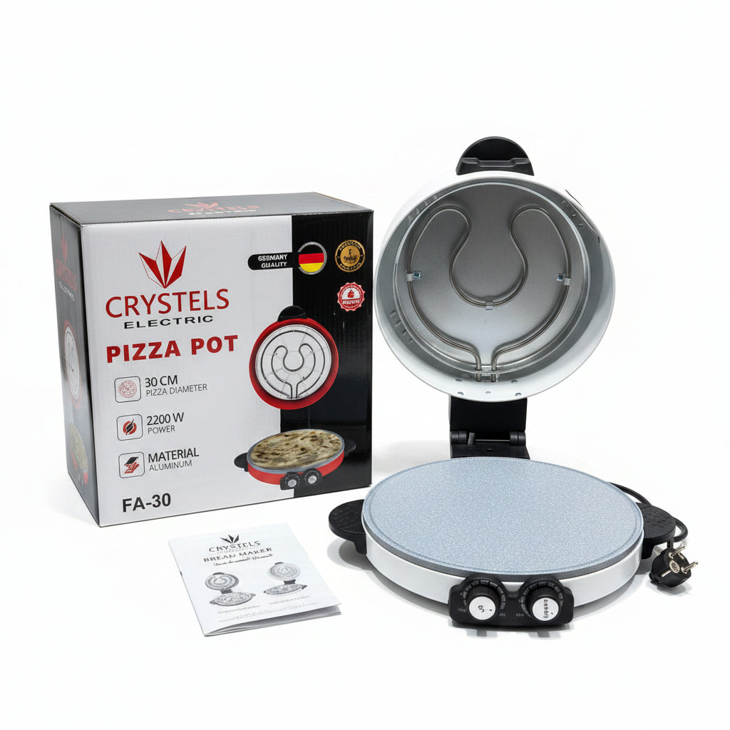 Crystels Electric Pizza & Roti Maker (30 CM, 2200W) – Multi-Functional Bread Maker
