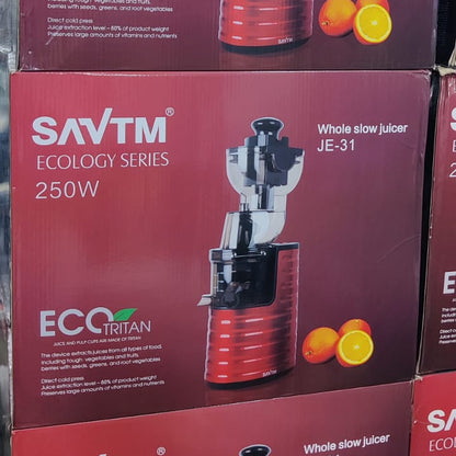 SAVTM Ecology Series Whole Slow Juicer JE-31 250W – ECO Tritan | Cold Press Juicer