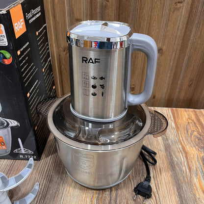RAF 2-in-1 Food Processor & Meat Mincer – 1200W, 3.0L Stainless Steel Bowl, Six-Blade Spiral Blades