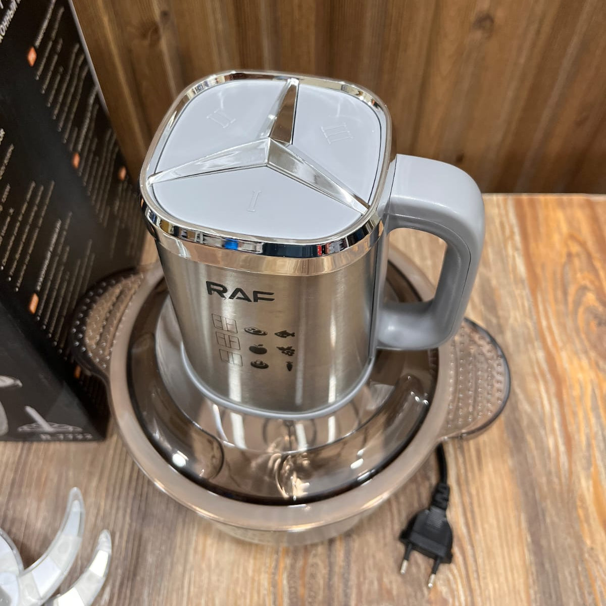 RAF 2-in-1 Food Processor & Meat Mincer – 1200W, 3.0L Stainless Steel Bowl, Six-Blade Spiral Blades