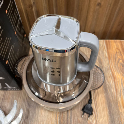 RAF 2-in-1 Food Processor & Meat Mincer – 1200W, 3.0L Stainless Steel Bowl, Six-Blade Spiral Blades