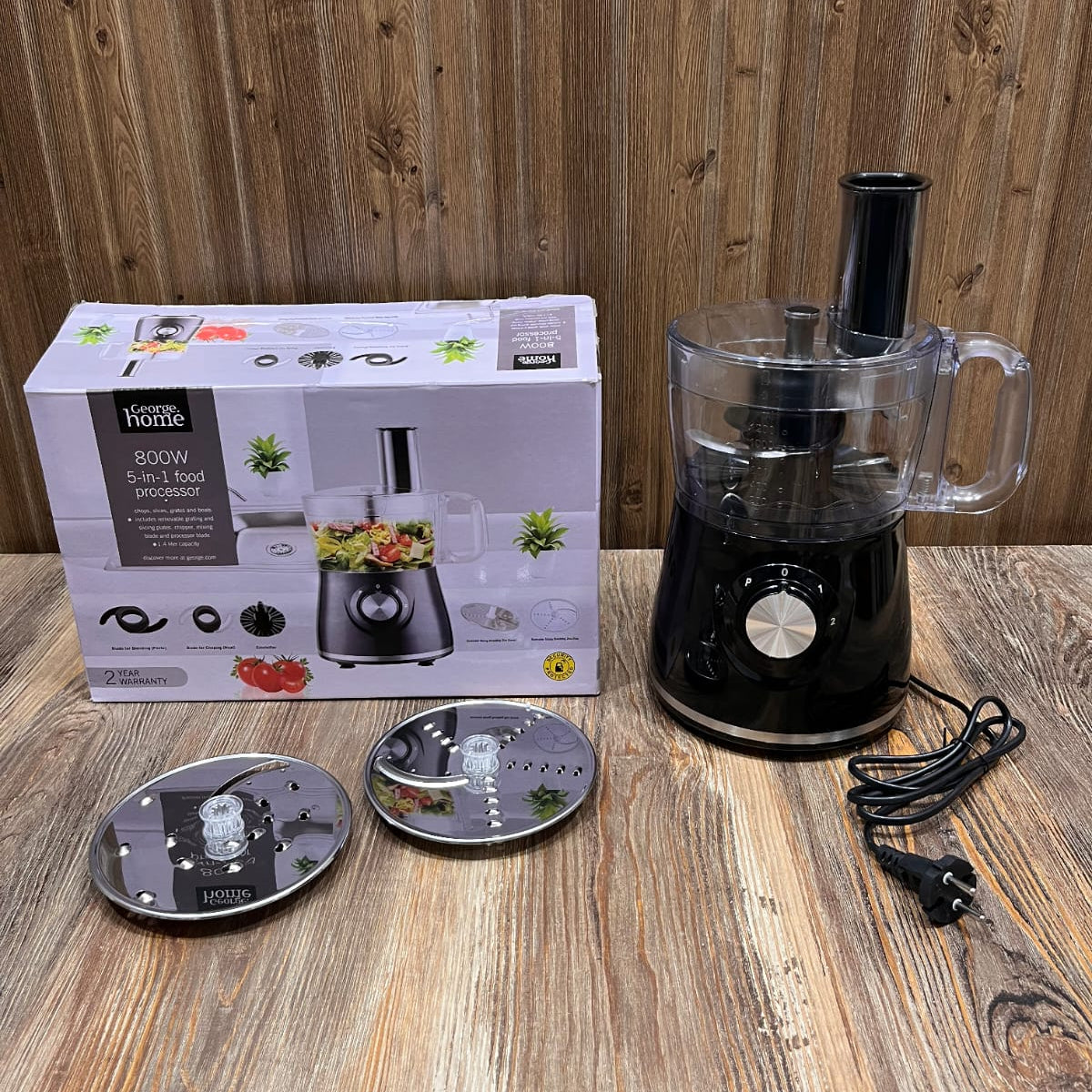 George Home 800W 5-in-1 Food Processor (Black) – Chops, Slices, Grates & Beats, 1.4L Capacity