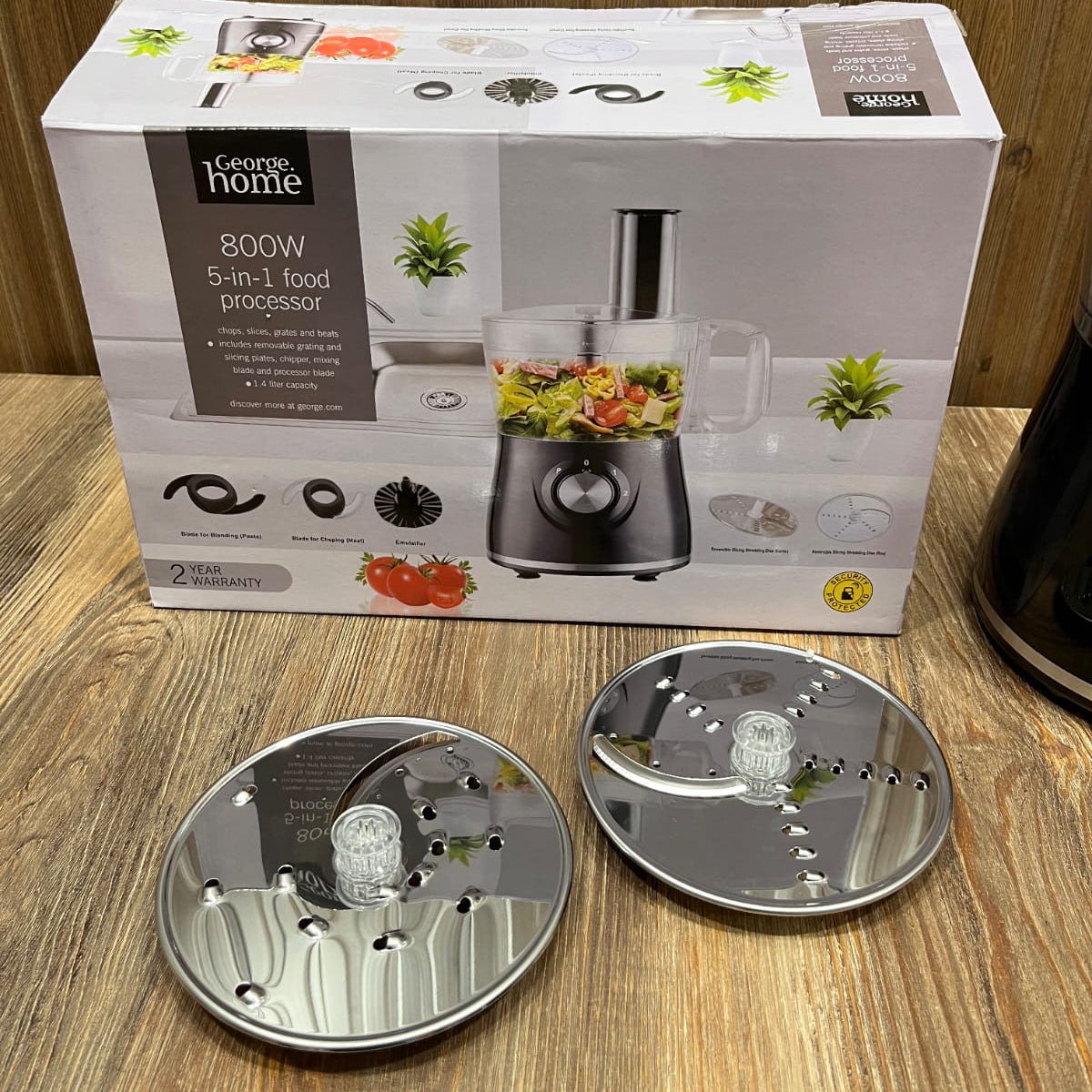 George Home 800W 5-in-1 Food Processor (Black) – Chops, Slices, Grates & Beats, 1.4L Capacity