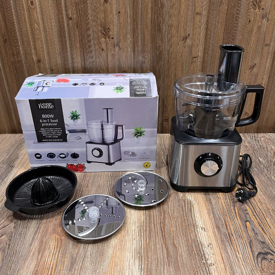 George Home 800W 6-in-1 Food Processor with Chopper, Slicer, Grater & Citrus Juicer – 1.6L Bowl