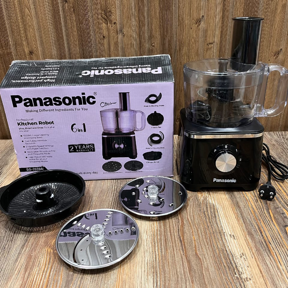 Panasonic Professional Kitchen Robot 6-in-1 Food Processor – 1.2L, 600W, Slice Shred & Chop