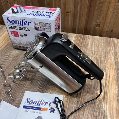 Sonifer Electric Hand Mixer SF-7021 – 5 Speed Control with Copper Motor
