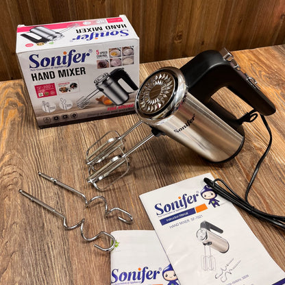Sonifer Electric Hand Mixer SF-7021 – 5 Speed Control with Copper Motor