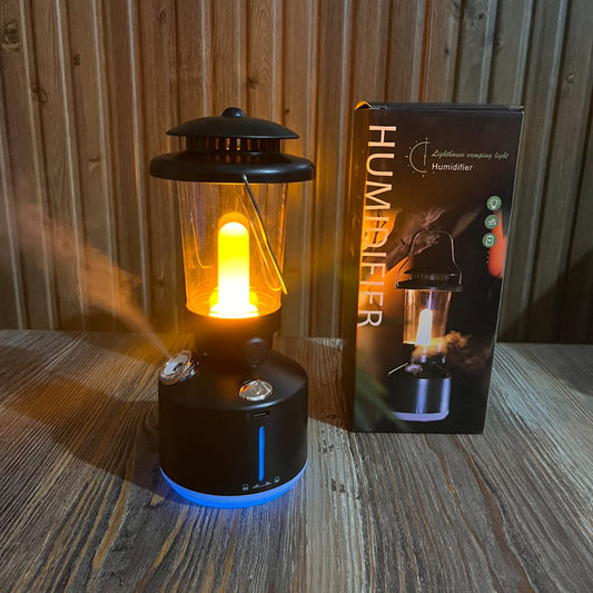 Lighthouse Camping Lantern Humidifier – Portable Rechargeable Flame Light with Aroma Diffuser