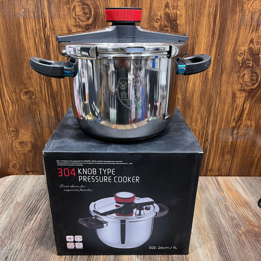 9L (26cm) Stainless Steel 304 Knob Type Pressure Cooker | Explosion Proof