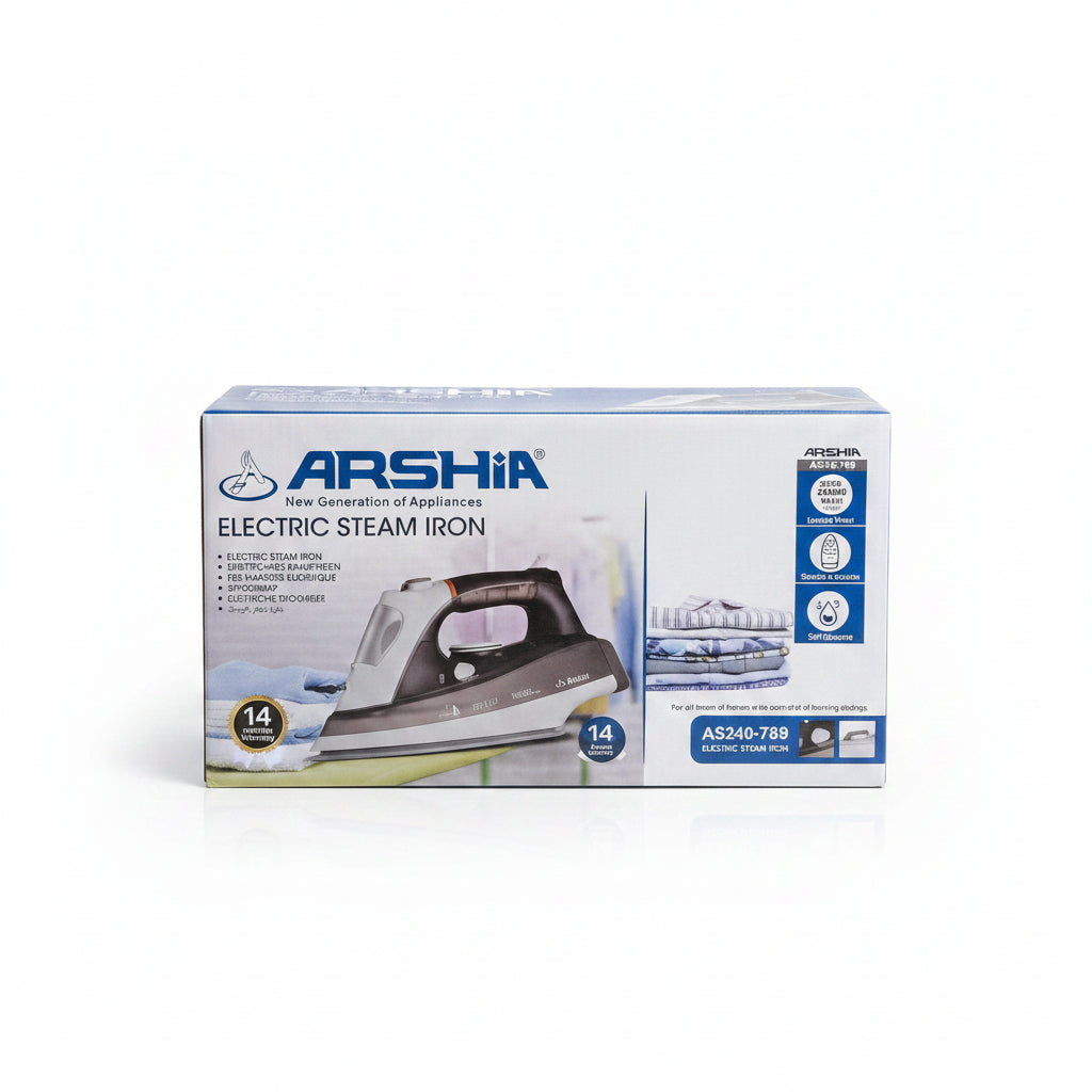 Arshia Electric Steam Iron AS240-789 – 2400W Ceramic Soleplate Self-Cleaning