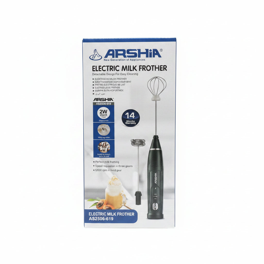 Arshia Electric Milk Frother AS2506-619 – 2W Detachable Milk Frother & Egg Whisk