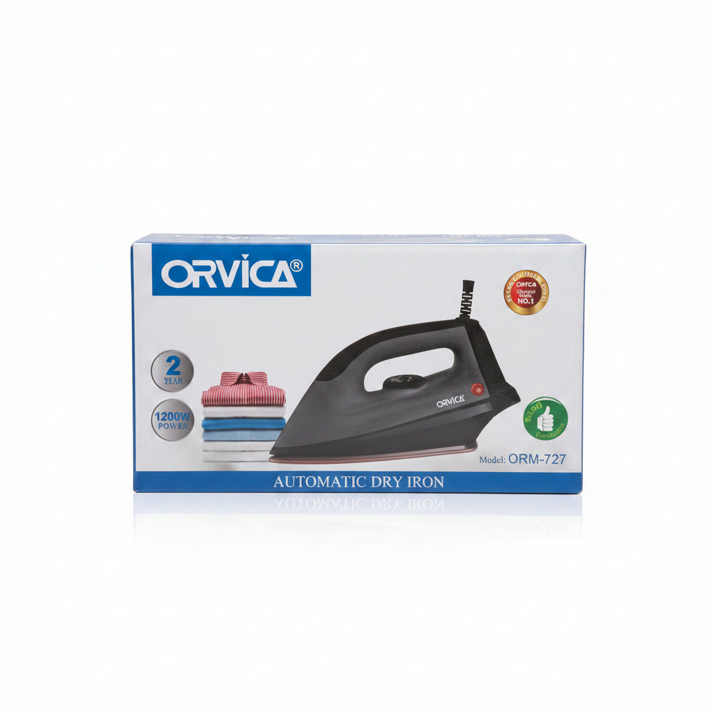 Orvica Automatic Dry Iron ORM-727 – 1200W Non-Stick Soleplate