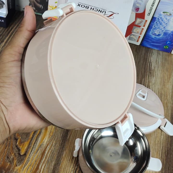 Imported Three Layer Stainless Steel Lunch Box 2.1L – Leak-Proof Insulated Tiffin Set