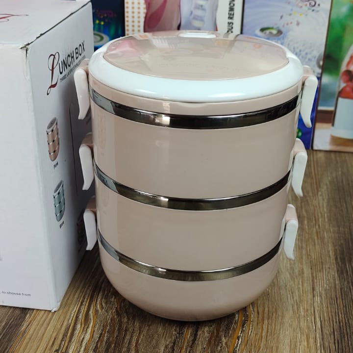 Imported Three Layer Stainless Steel Lunch Box 2.1L – Leak-Proof Insulated Tiffin Set
