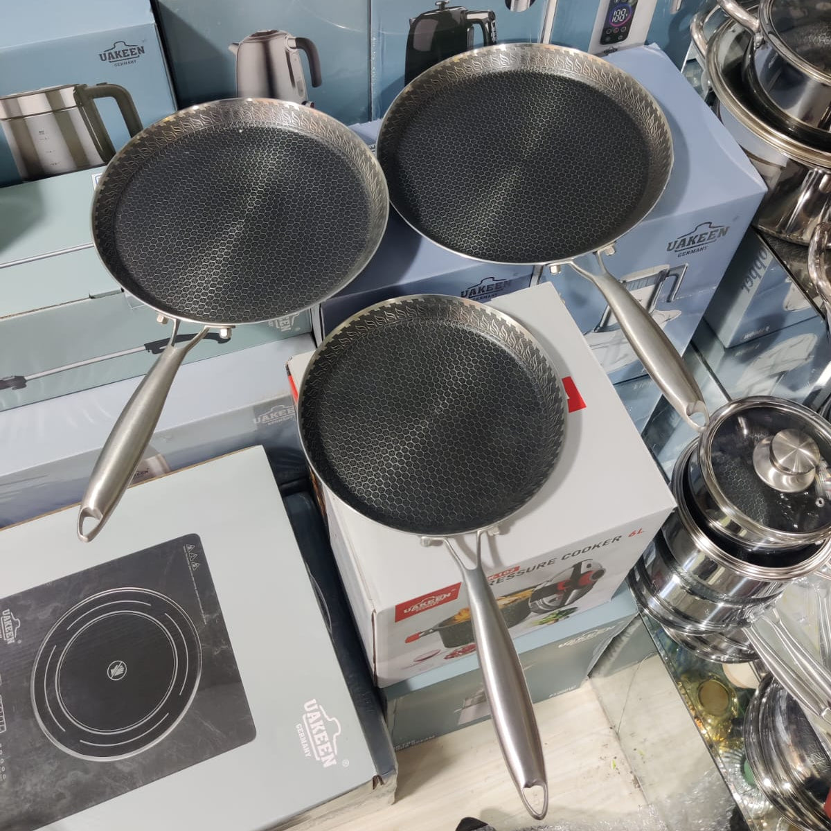 Honeycomb Non-Stick Pizza & Frying Pan – SUS 316 Stainless Steel, German Handicraft