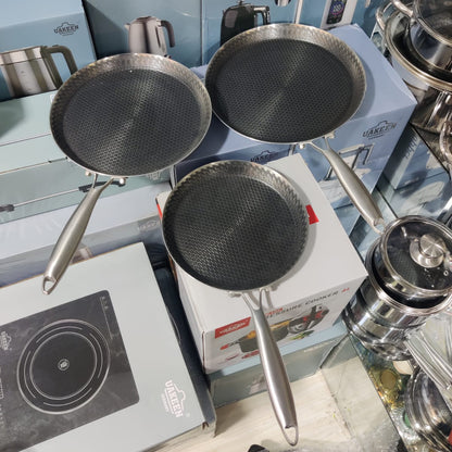 Honeycomb Non-Stick Pizza & Frying Pan – SUS 316 Stainless Steel, German Handicraft