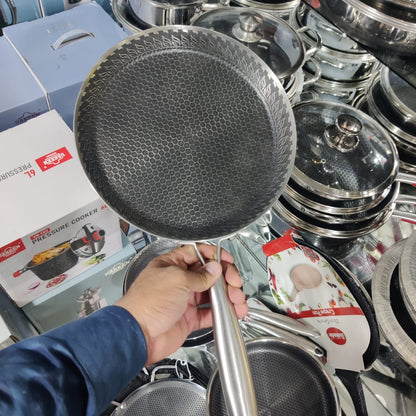 Honeycomb Non-Stick Pizza & Frying Pan – SUS 316 Stainless Steel, German Handicraft