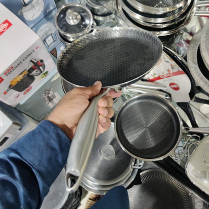 Honeycomb Non-Stick Pizza & Frying Pan – SUS 316 Stainless Steel, German Handicraft