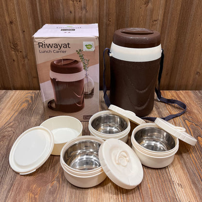 Riwayat Insulated Lunch Carrier (Large) – 3 Stainless Steel Bowls with Bag