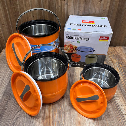 DayDays Insulated Food Container Set (3 Pcs) – Hot & Cold, 1.3L + 3.2L + 6.8L