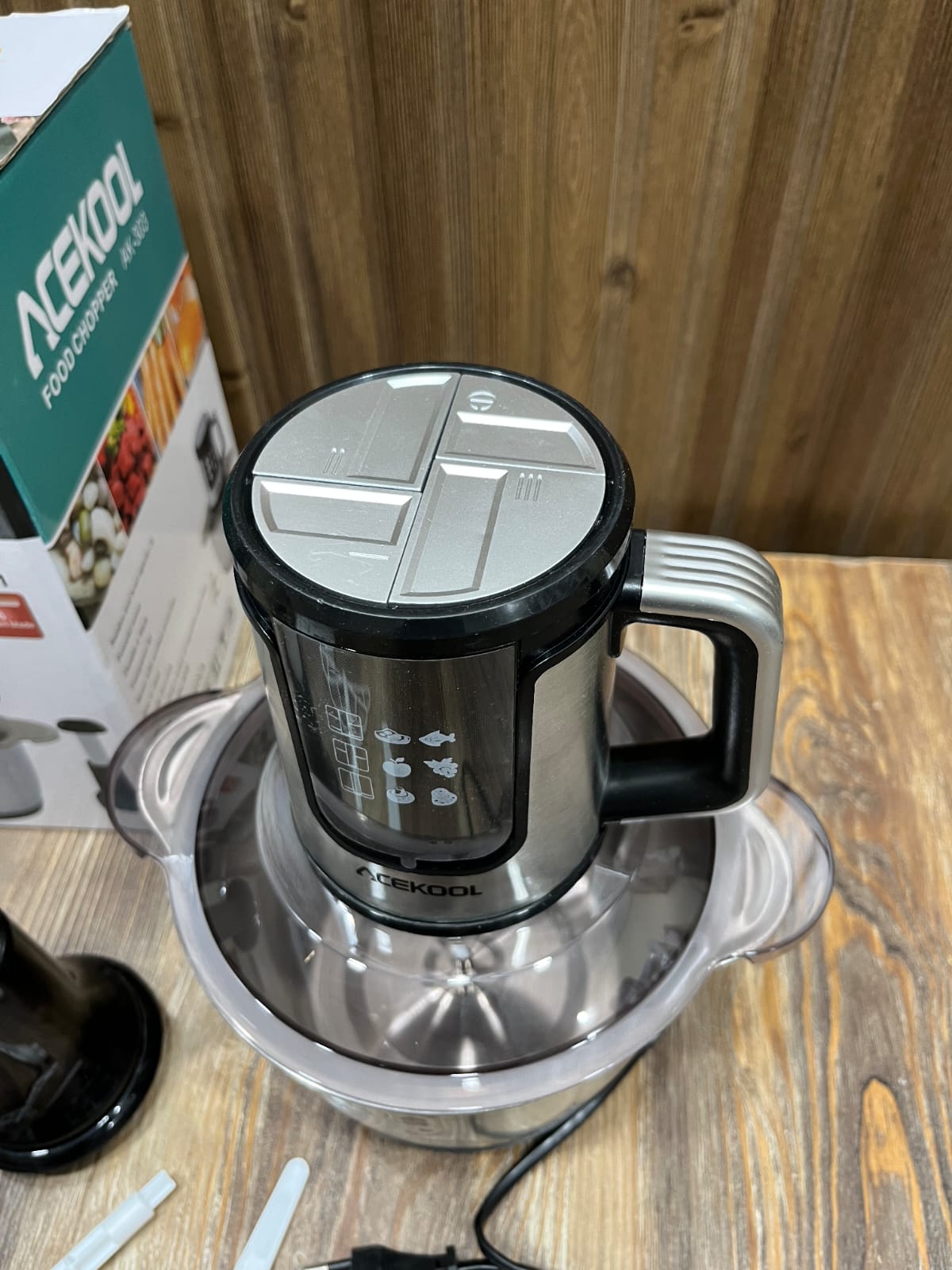 Acekool AK-303 Food Chopper - 800W, 3L, 6-Piece Titanium Golden Blade