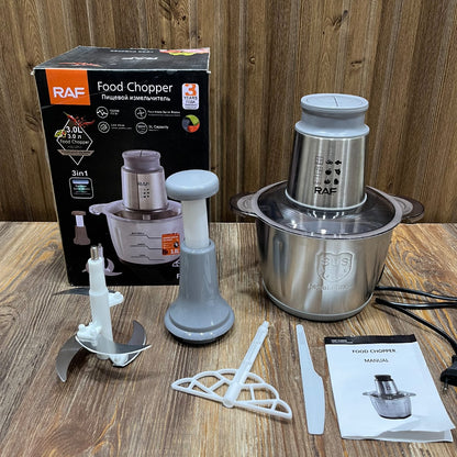 RAF Food Chopper 3-in-1 - 1200W, 3.0L, Four-Blade Spiral Blades