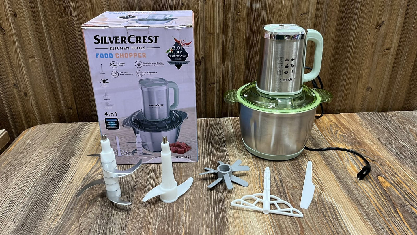 SilverCrest SC-3301 4-in-1 Food Chopper & Processor - 1200W, 3.0L