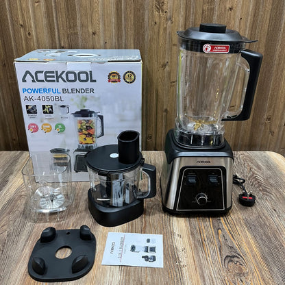 Acekool AK-4050BL 3-in-1 Powerful Blender, Chopper & Grinder - 2000W, 3L Jar