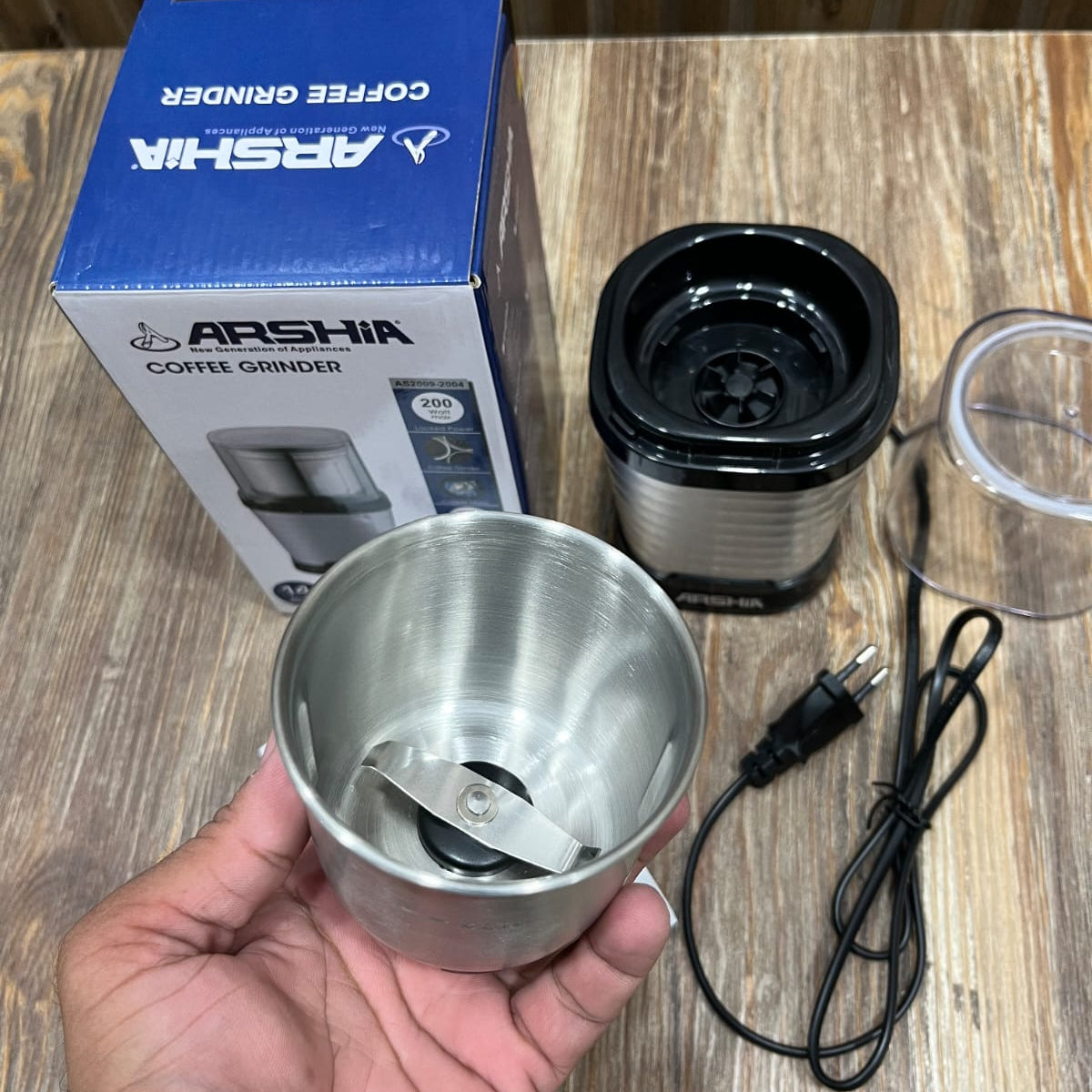 Arshia Coffee Grinder AS2009-2004 – 200W Copper Motor