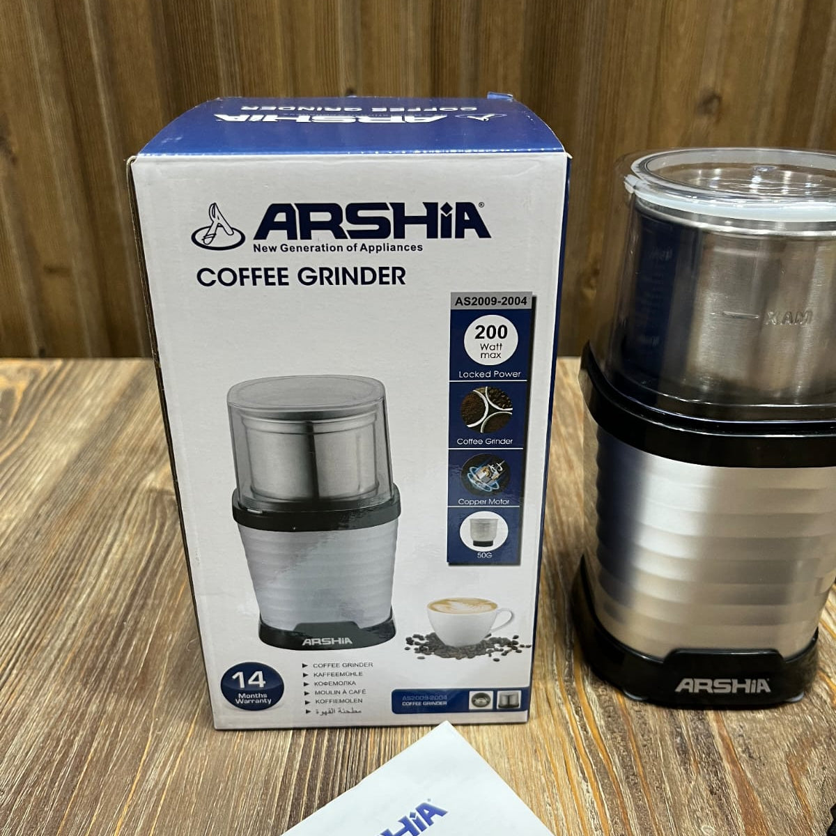 Arshia Coffee Grinder AS2009-2004 – 200W Copper Motor