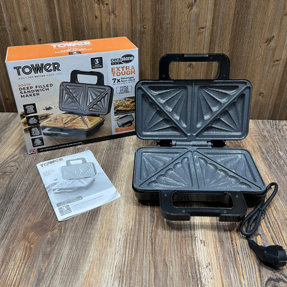 Tower T27039HM 900W Deep Fill Sandwich Maker – Cerastone Pro Non-Stick