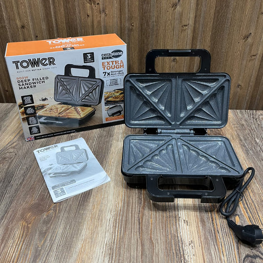 Tower T27039HM 900W Deep Fill Sandwich Maker – Cerastone Pro Non-Stick