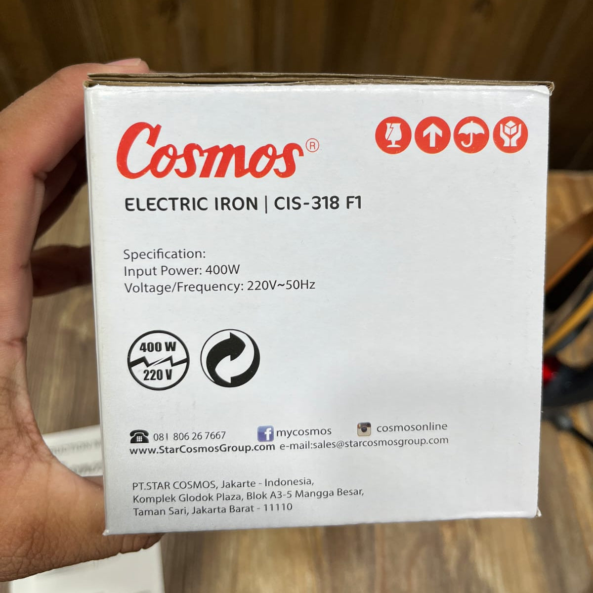 Cosmos Electric Dry Iron CIS-318F1 – 400W Heavy Weight, Ceramic Coated Soleplate