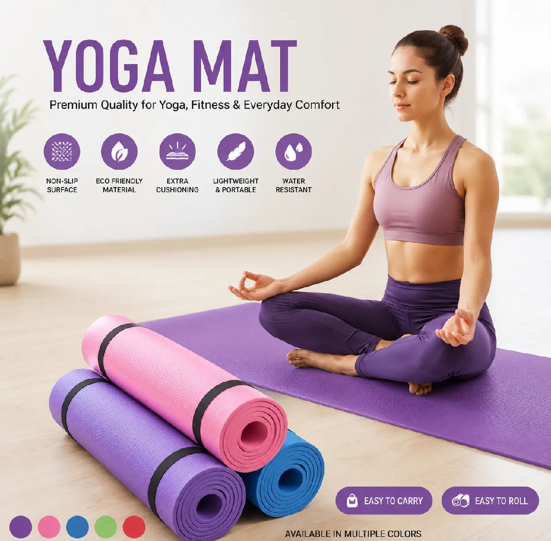 Premium Yoga Mat – Non-Slip, Eco-Friendly, Sweat Resistant | With Hanging Strap