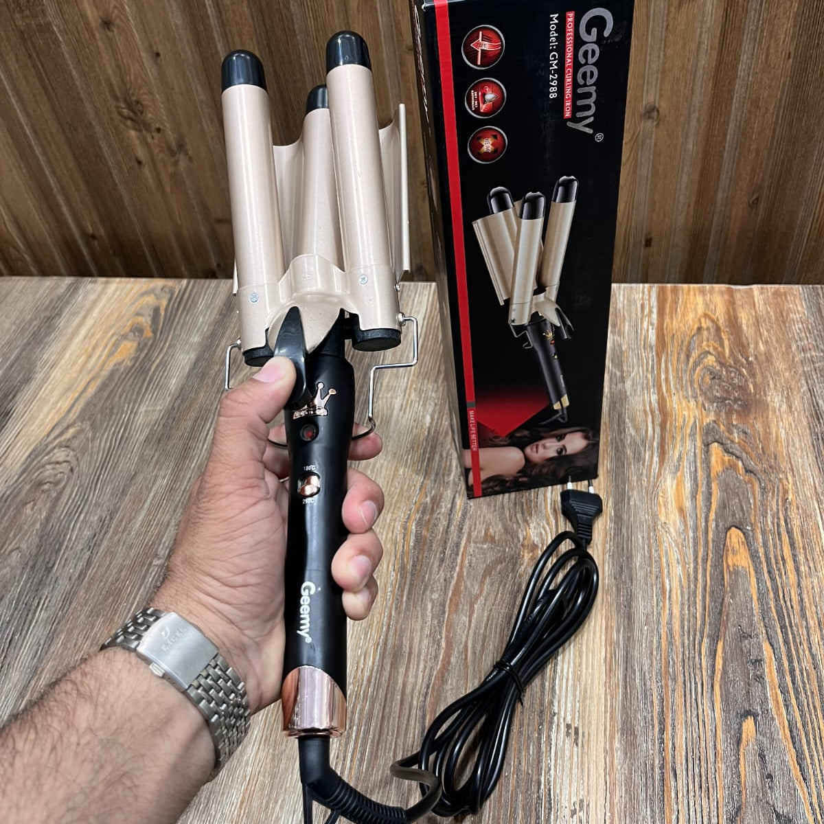 Geemy GM-2988 Professional 3-Barrel Curling Iron – Salon Waves at Home