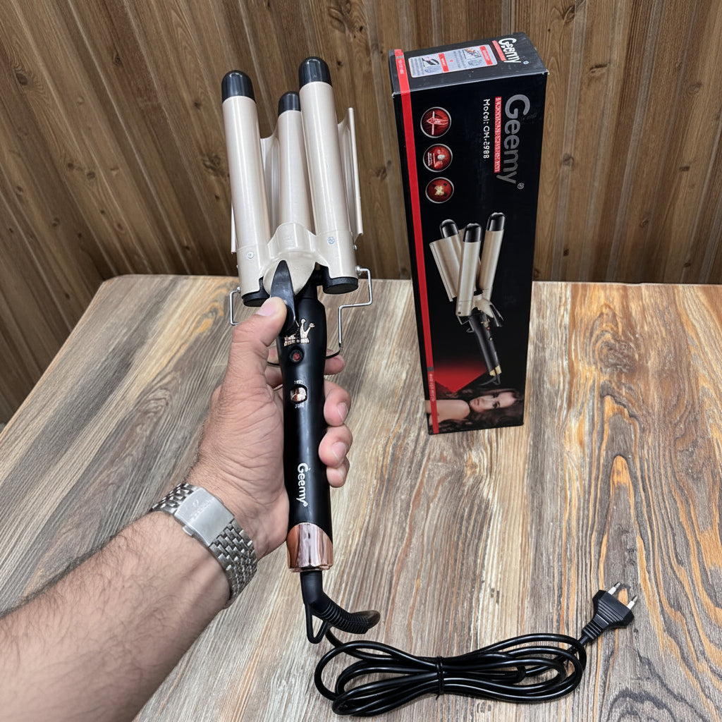 Geemy GM-2988 Professional 3-Barrel Curling Iron – Salon Waves at Home