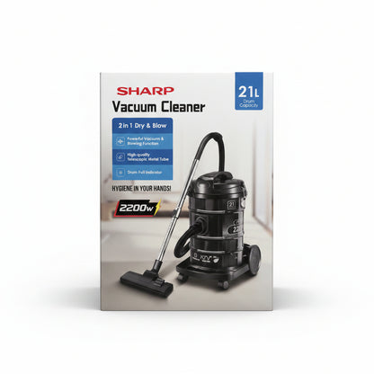 Sharp Vacuum Cleaner 21L, 2200W – 2-in-1 Dry & Blow with Telescopic Tube