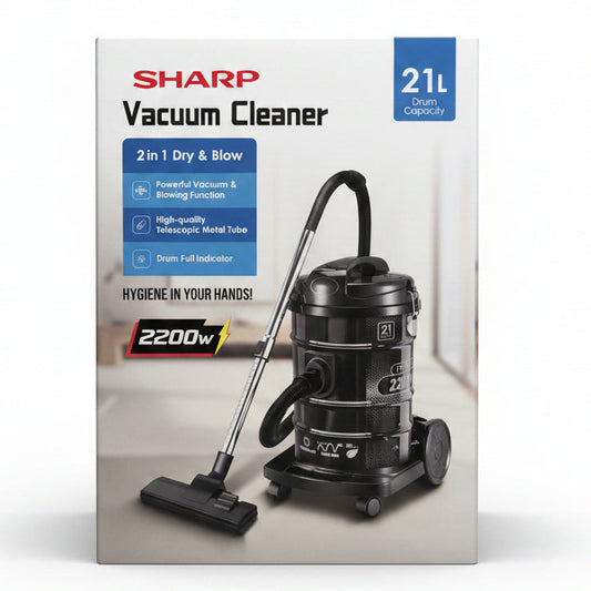 Sharp Vacuum Cleaner 21L, 2200W – 2-in-1 Dry & Blow with Telescopic Tube