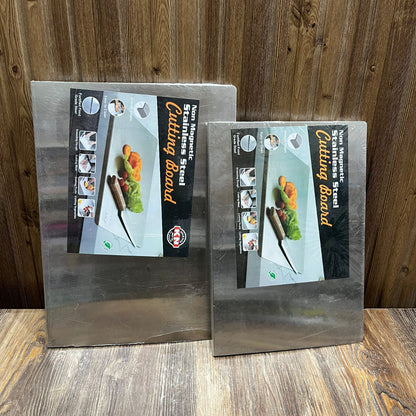 Stainless Steel Cutting Board – Non-Magnetic, Food Grade Steel | Large & Medium Sizes